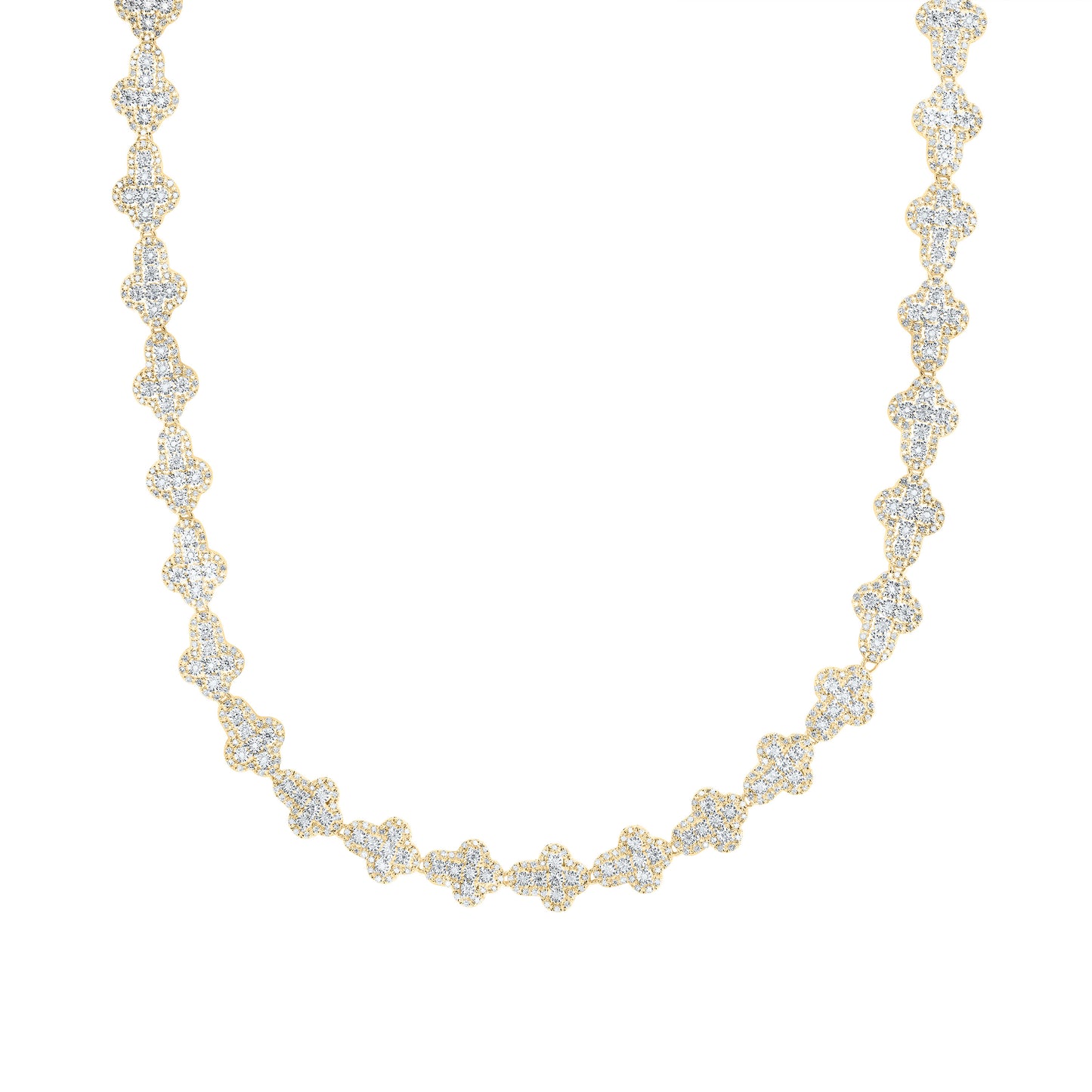 10K Yellow Gold 3 7/8Cttw Natural Diamond Fanuk Cross Chain (22 Inch)