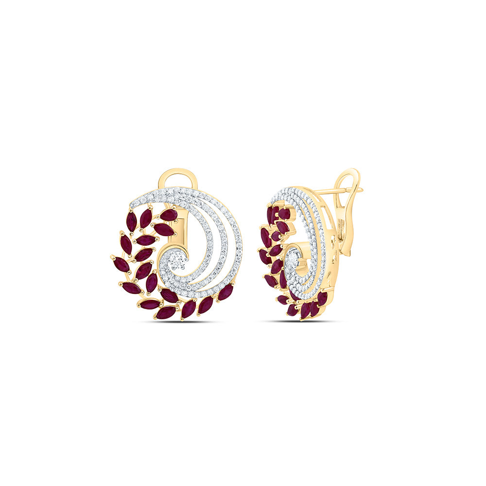 14K Yellow Gold 1Cttw Natural Diamond Marquise & Pear Gem Earring