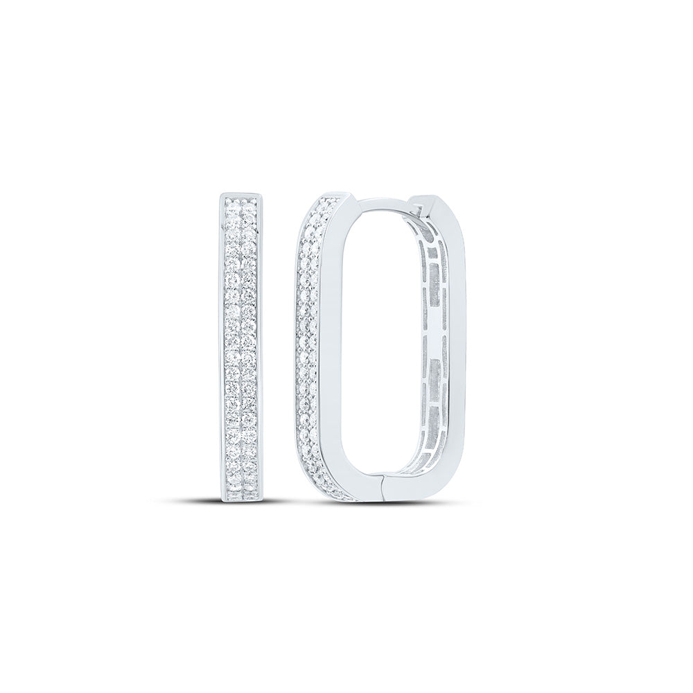 14K White Gold 3/8Cttw Natural Diamond Fashion Hoop Earring