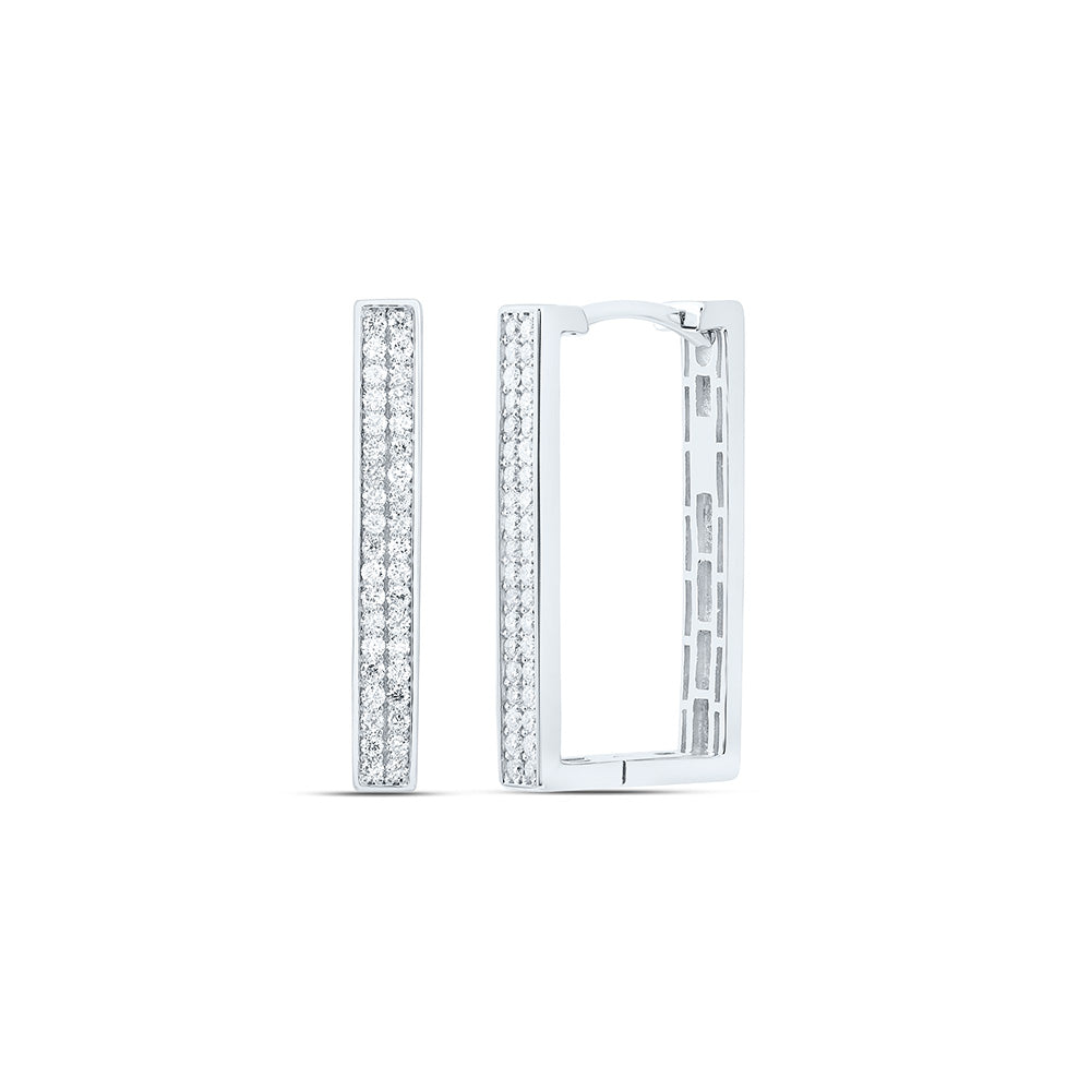 14K Yellow Or White Gold 3/8Cttw Natural Diamond Fashion Hoop Earring