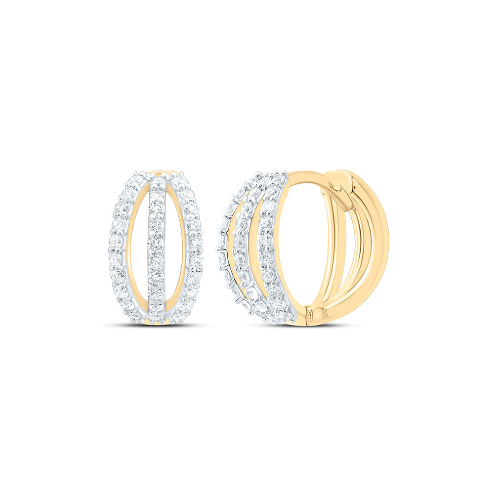 14K Yellow Gold 1/2Ctw Natural Diamond Ana M Fashion Hoop Earring