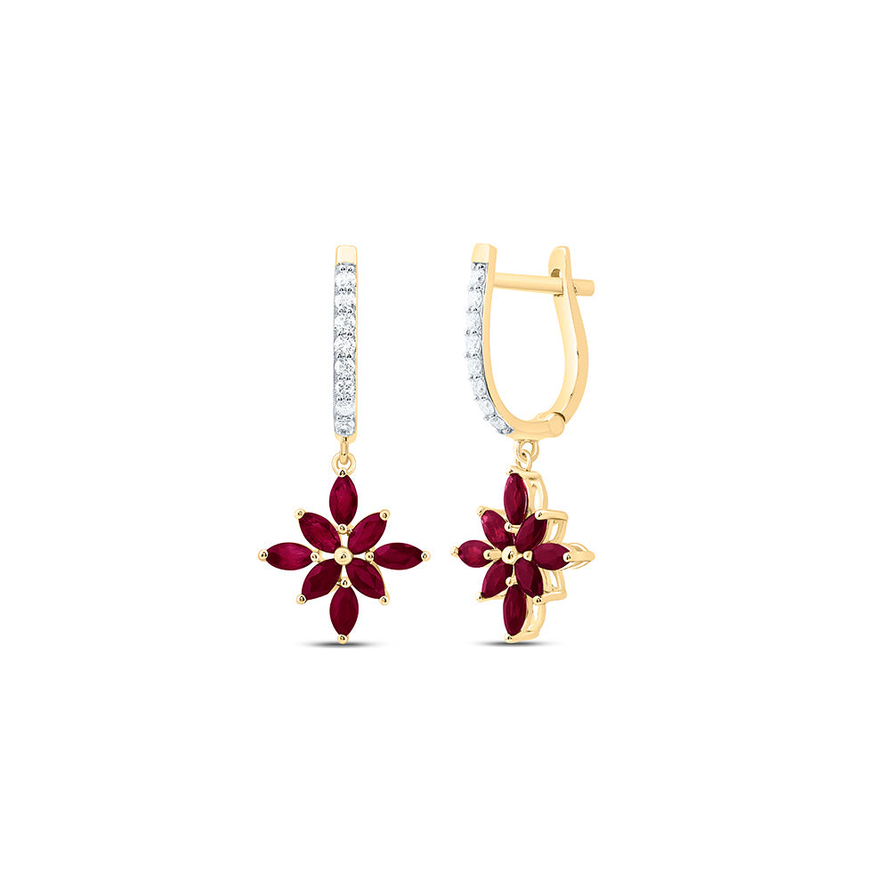 14K Yellow Or White Gold 1/5Cttw Natural Diamond Marquise Gem Dangling Earring