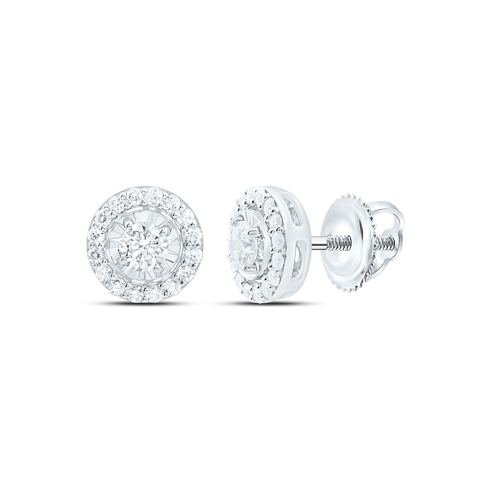 14K White Gold 3/8Ctw Natural Diamond Ana M Fashion Round Earring