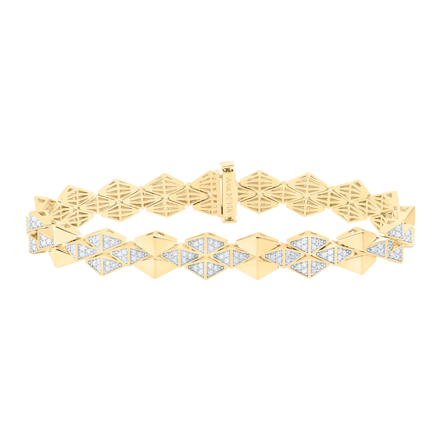 14K Yellow Gold 1 5/8Ctw Natural Diamond Ana M Fashion Bracelet (7 Inch)