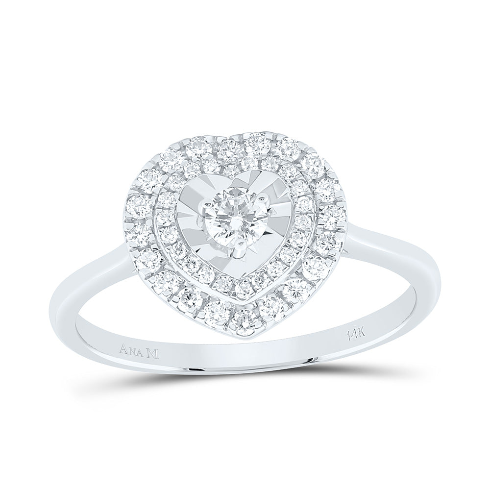 14K Yellow Or White Gold 3/8Cttw Natural Diamond Fashion Heart Ring