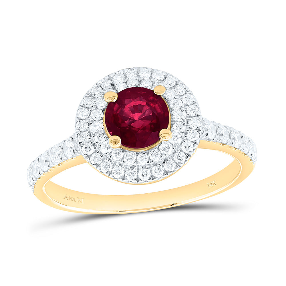 14K Yellow Or White Gold 1/2Cttw Natural Diamond 5.5Mm Round Gem Ring