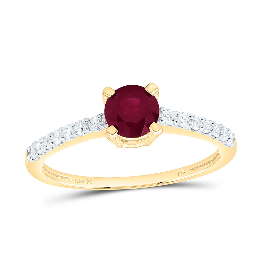 14K Yellow Or White Gold 1/5Cttw Natural Diamond 5.3Mm Round Gem Ring