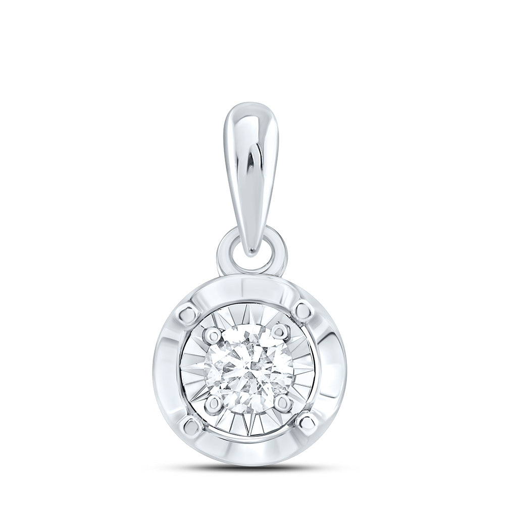 14K Yellow Or White Gold 1/10Cttw Natural Diamond Fashion Round Pendant