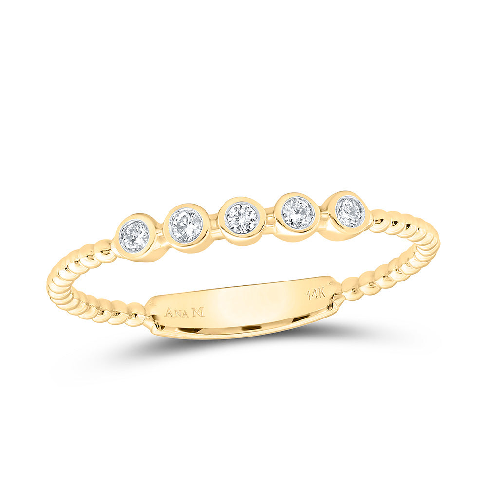 14K Yellow Gold 1/12Ctw Natural Diamond Ana M Fashion Ring