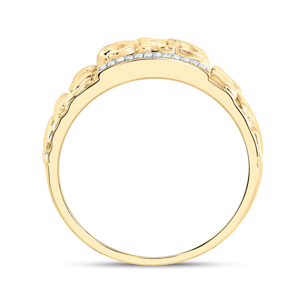 10K Yellow Gold 1/12Cttw Natural Diamond "Dad" Mens Ring