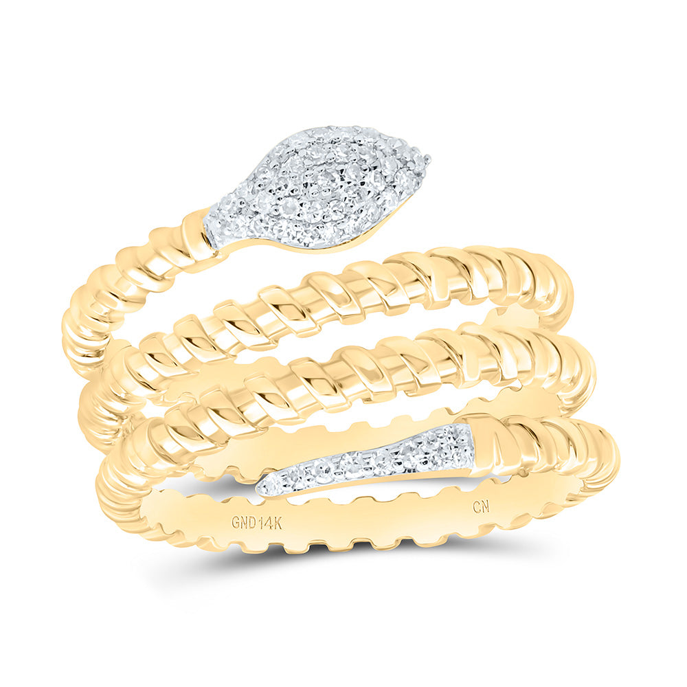 14K Yellow Gold 1/8Cttw Natural Diamond Gift Snake Ring