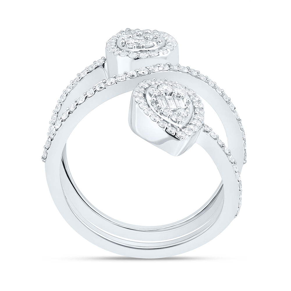 14K Yellow Or White Or Rose Gold 3/4Cttw Natural Diamond Fashion Pear Ring