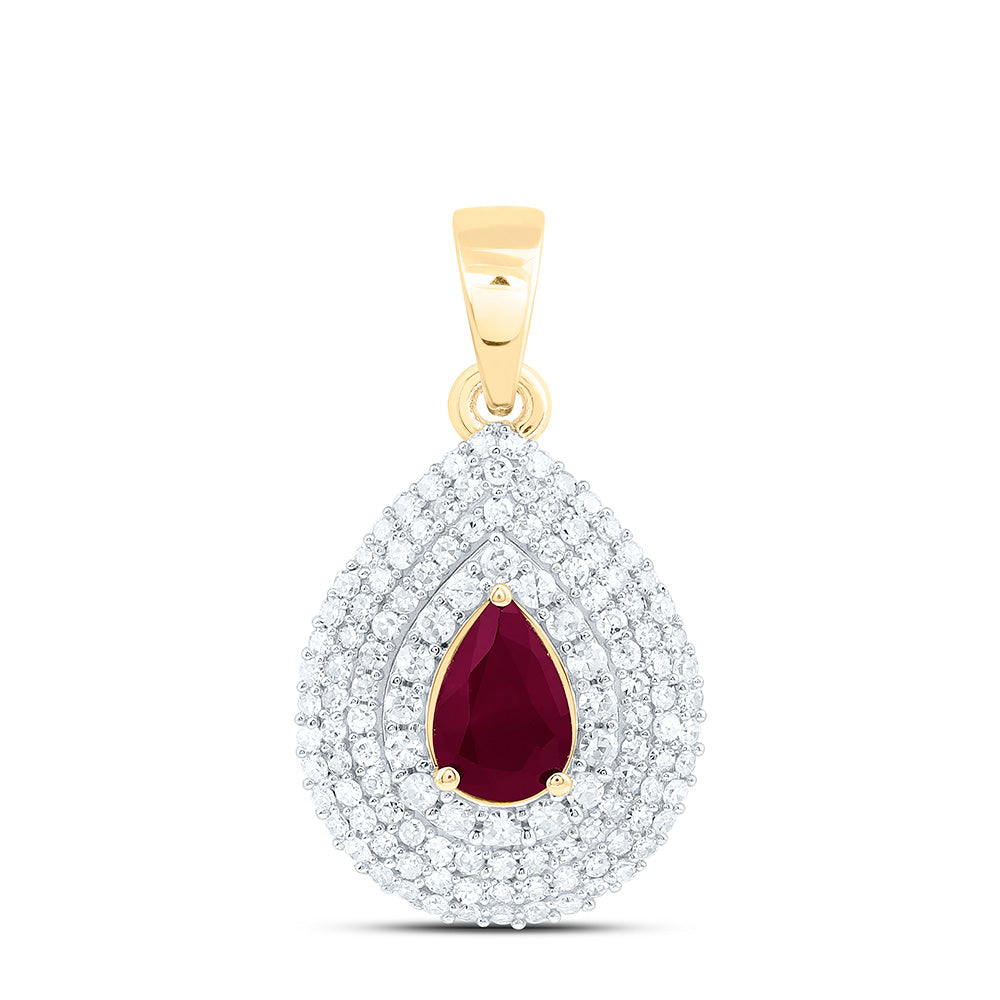 14K Yellow Or White Gold 3/8Cttw Natural Diamond Cn 6X4Mm Pear Blue Sapphire Pear Pendant