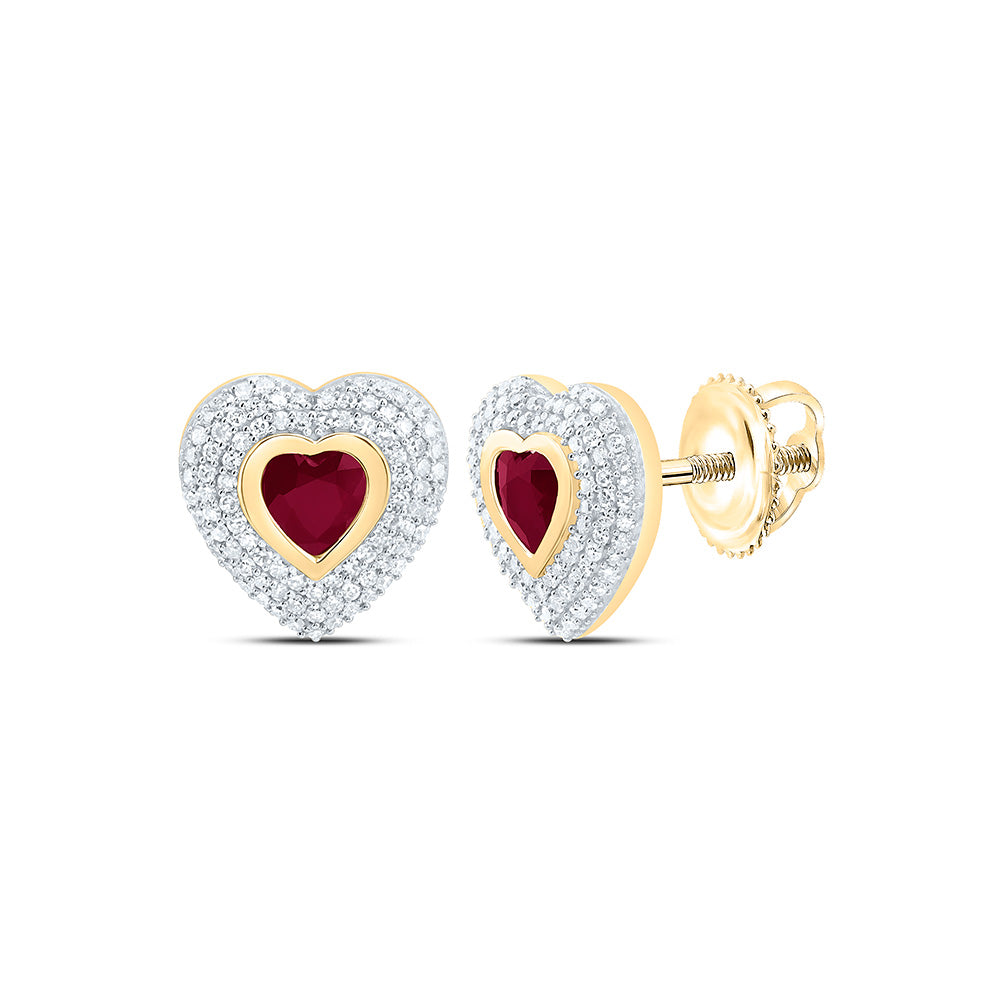 14K Yellow Or White Gold 1/2Cttw Natural Diamond Heart Gem Earring