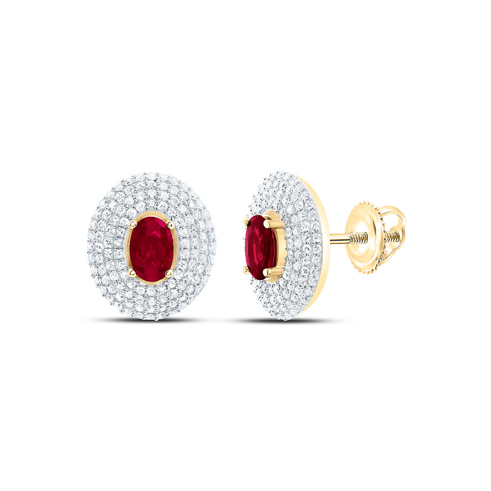 14K Yellow Or White Gold 5/8Cttw Natural Diamond Oval Gem Earring
