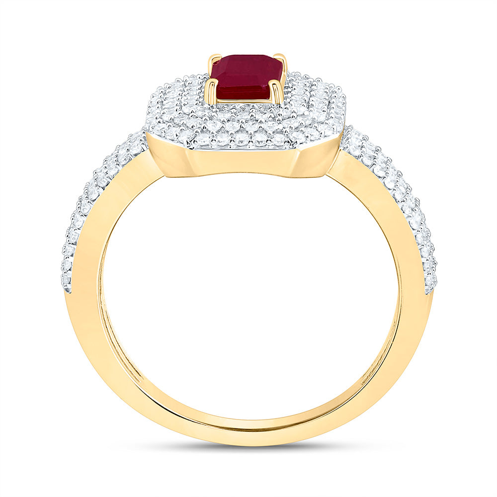 14K Yellow Or White Gold 1/2Cttw Natural Diamond Cn 6X4Mm Emerald Ring