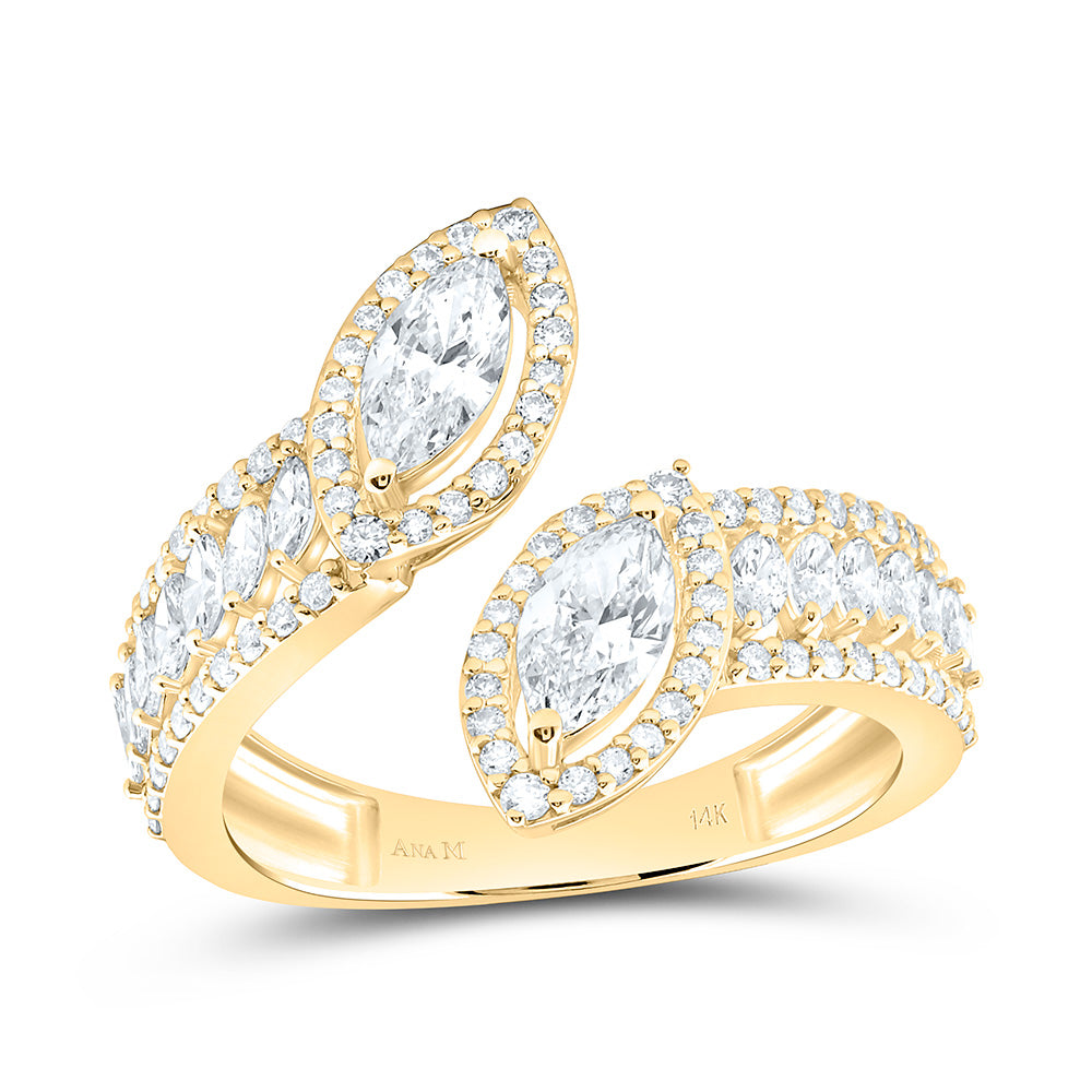 14K Yellow Or White Gold 1 3/8Cttw Natural Diamond 1Ct Fashion Marquise Ring
