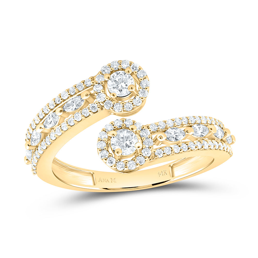 14K Yellow Or White Or Rose Gold 3/4Cttw Natural Diamond Fashion Round Ring