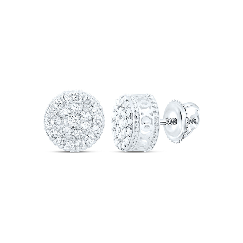 10K Yellow Or White Gold 1/3Cttw Natural Diamond Round Mens Earring
