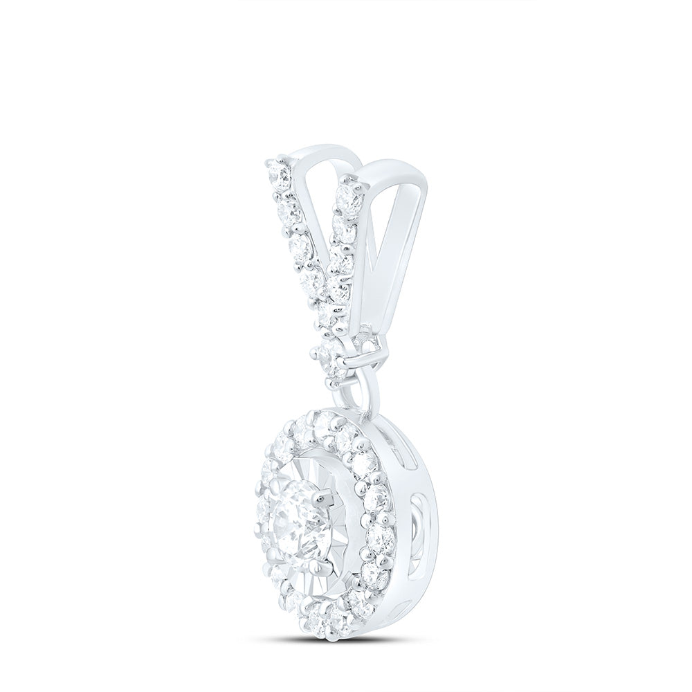 14K Yellow Or White Or Rose Gold 1/4Cttw Natural Diamond Fashion Round Pendant