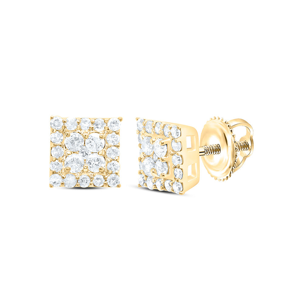 10K Yellow Gold 1/2 Cttw Natural Diamond Square Earring