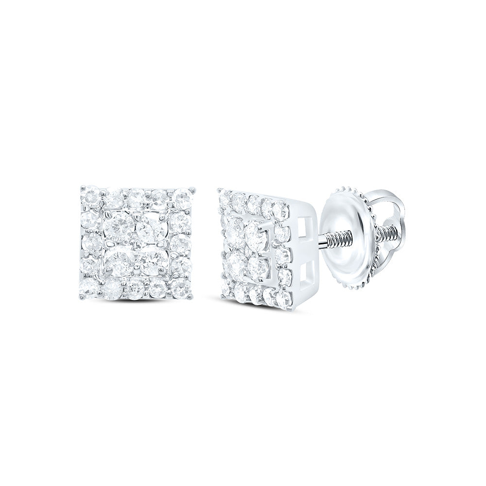 10K White Gold 1/2Cttw Natural Diamond Gift Square Earring