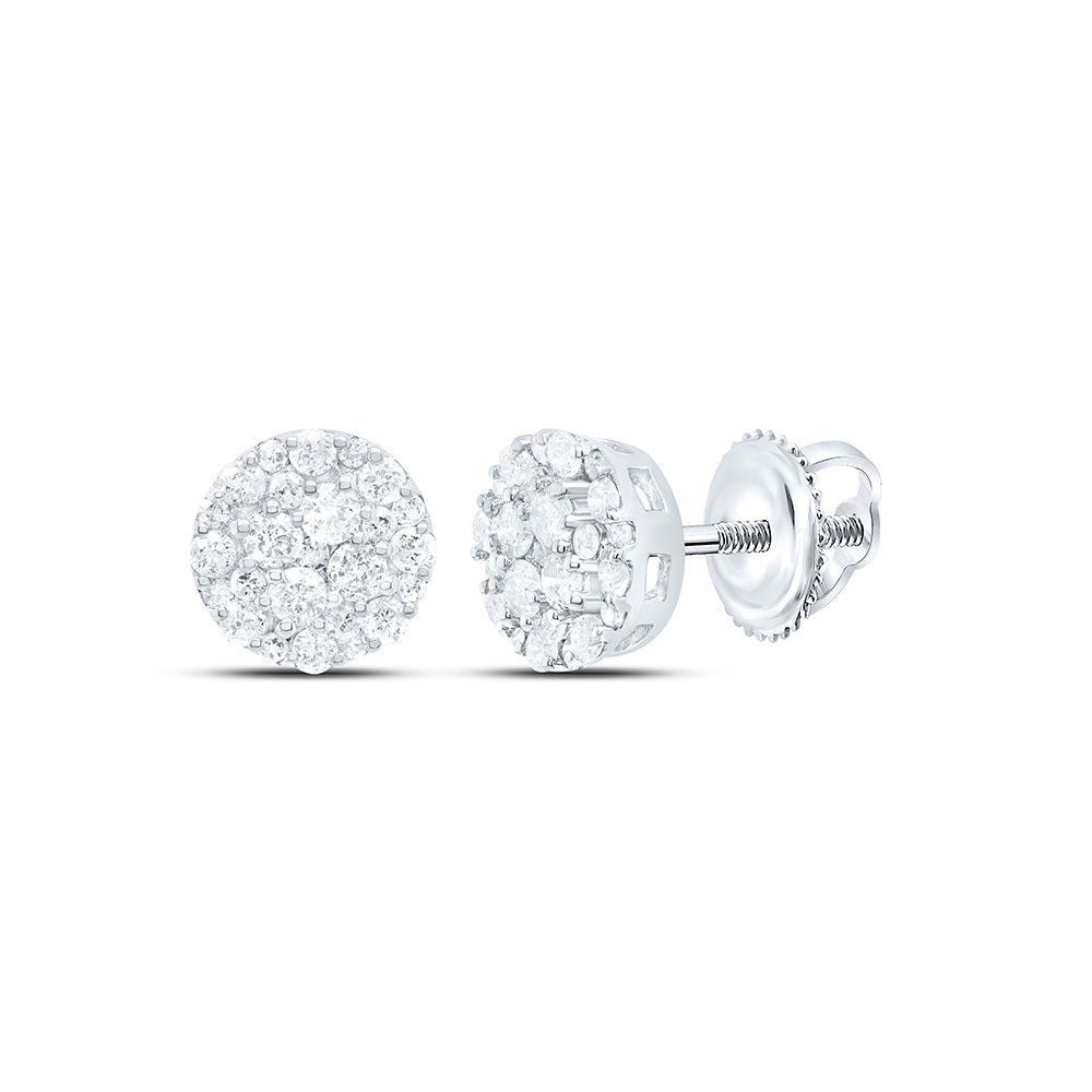 10K White Gold 7/8 Cttw Natural Diamond Round Earring