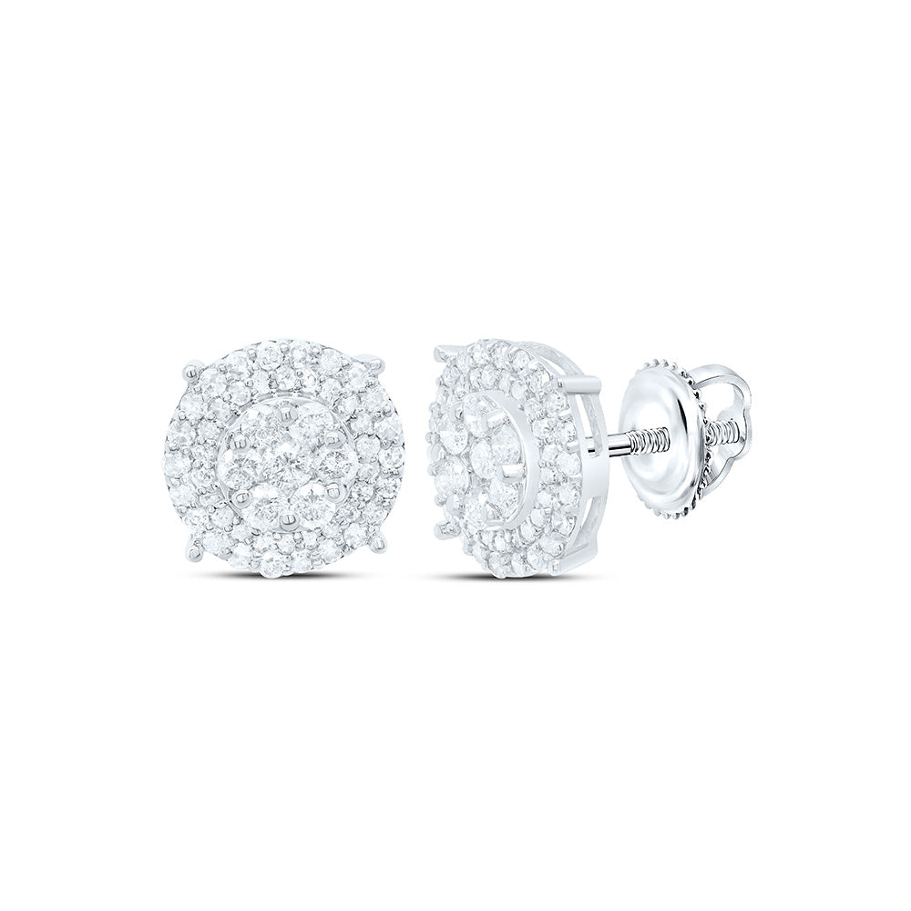 10K White Gold 1Cttw Natural Diamond Gift Round Earring