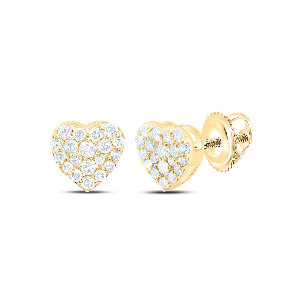 10K Yellow Or White Gold Natural Diamond Heart Earring