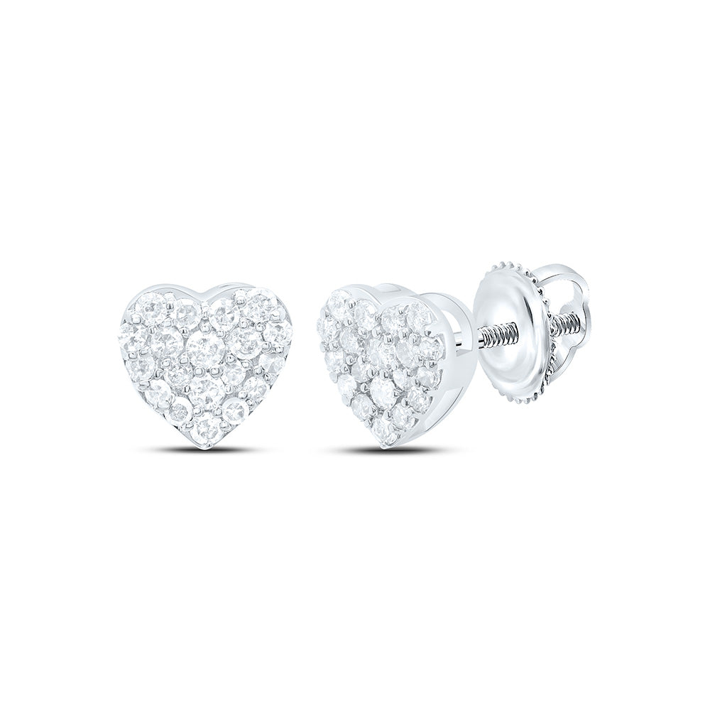 10K White Gold 1/3Cttw Natural Diamond Gift Heart Earring