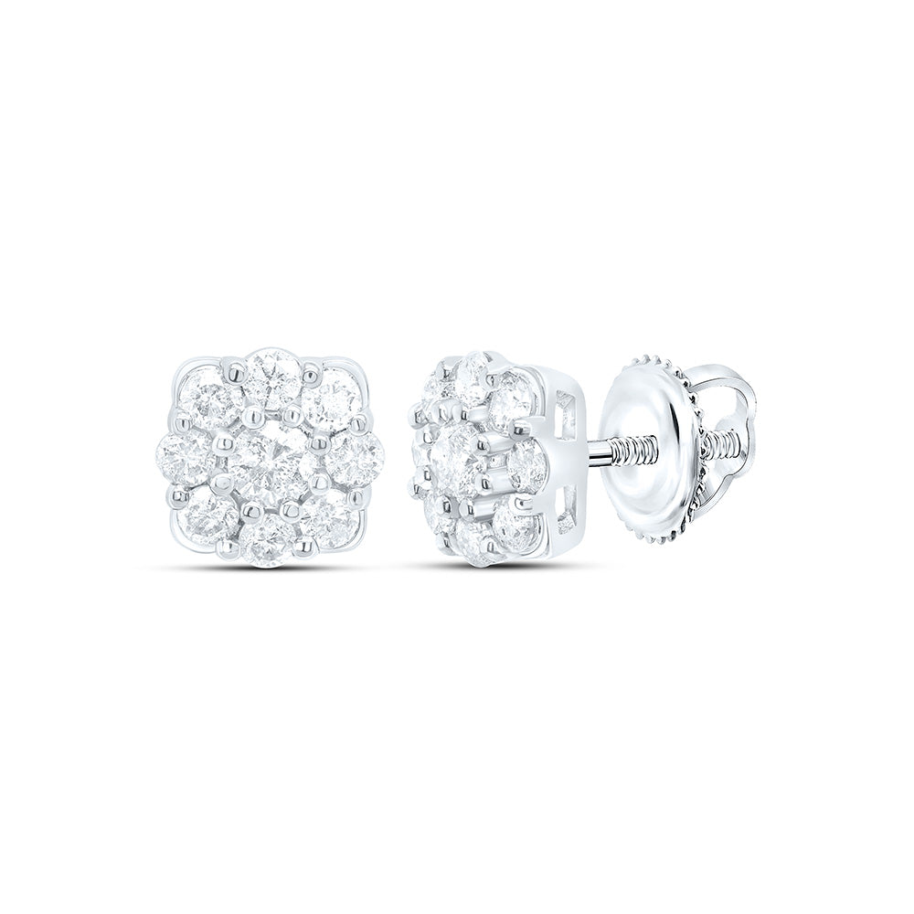 10K Yellow Or White Gold 1/2Cttw Natural Diamond Gift Flower Earring