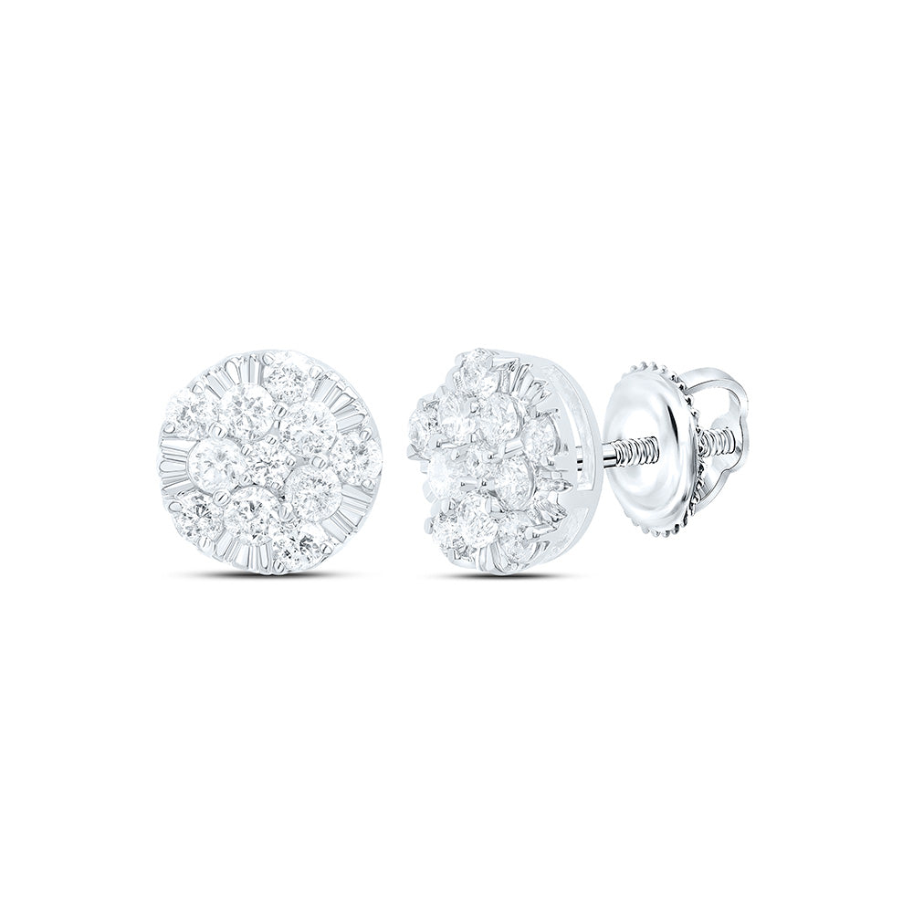 10K White Gold 1/2 Cttw Natural Diamond Round Earring