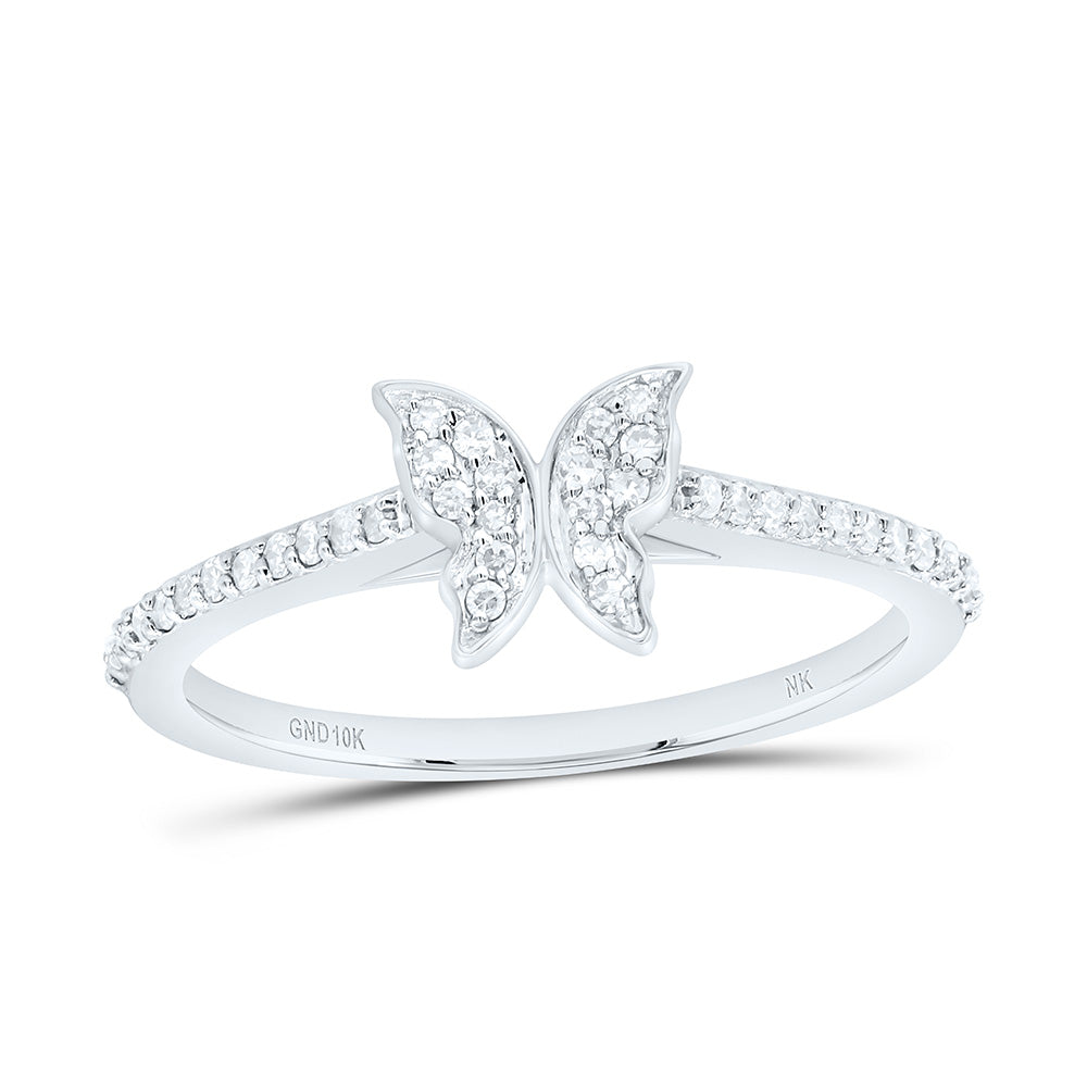 10K Yellow Or White Gold 1/5Cttw Natural Diamond Nk Fashion Butterfly Ring