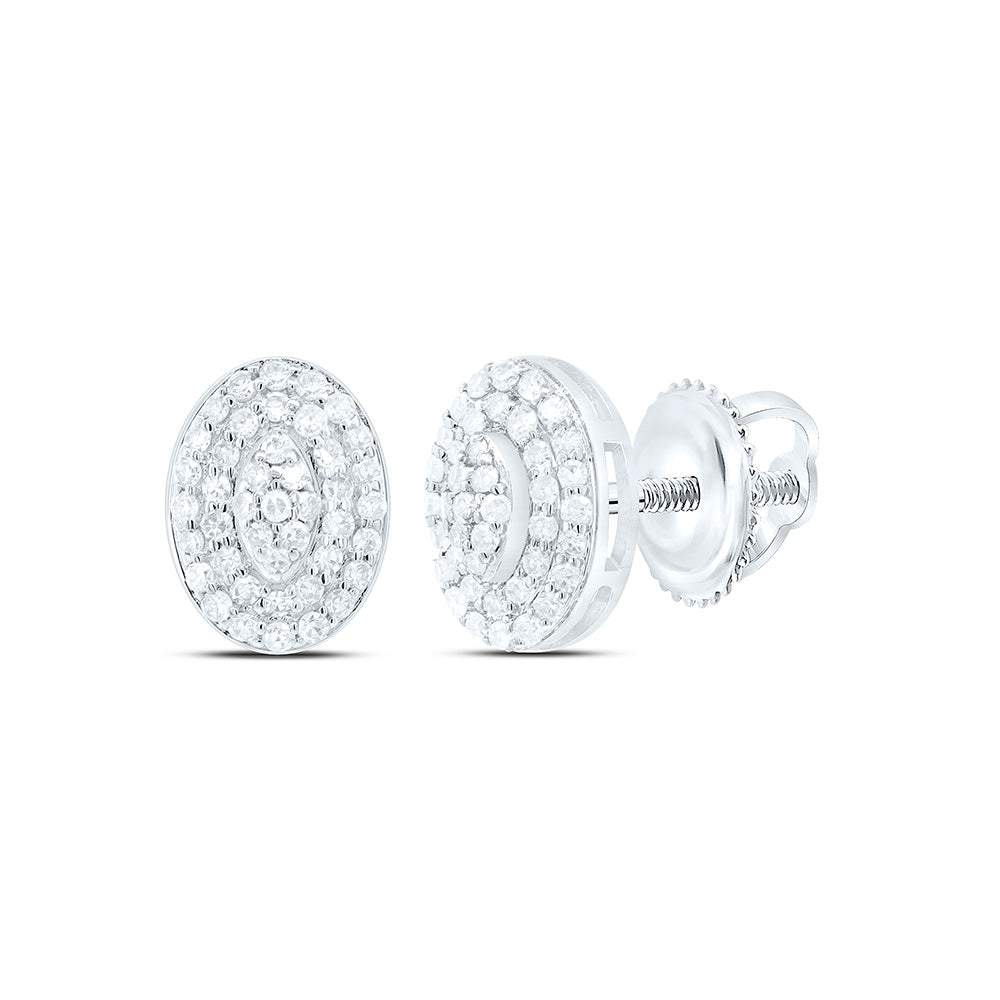 10K Yellow Or White Gold 1/4Cttw Natural Diamond Nk Fashion Oval Earring