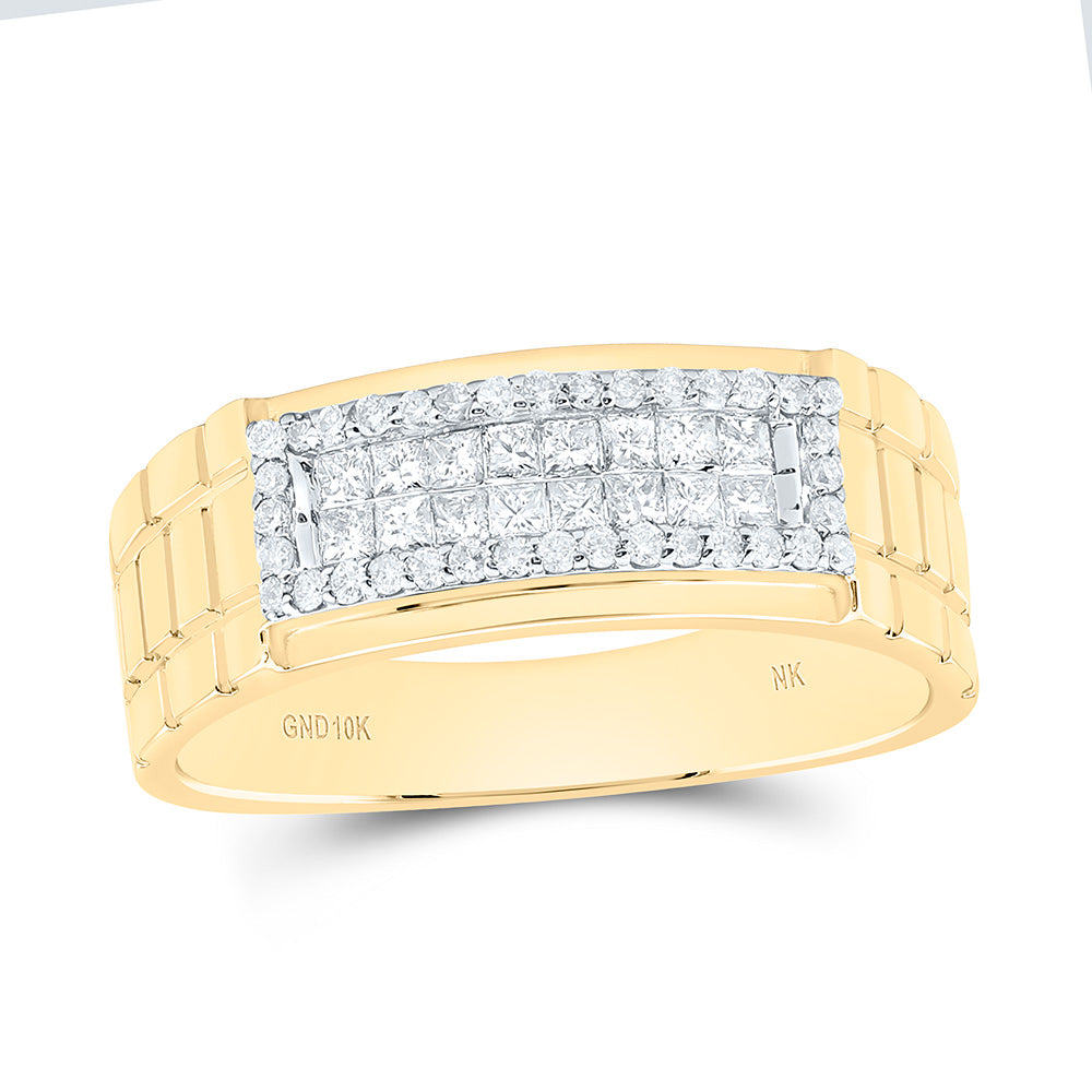 10K Yellow Or White Gold 5/8Cttw Natural Diamond Nk Mens Band