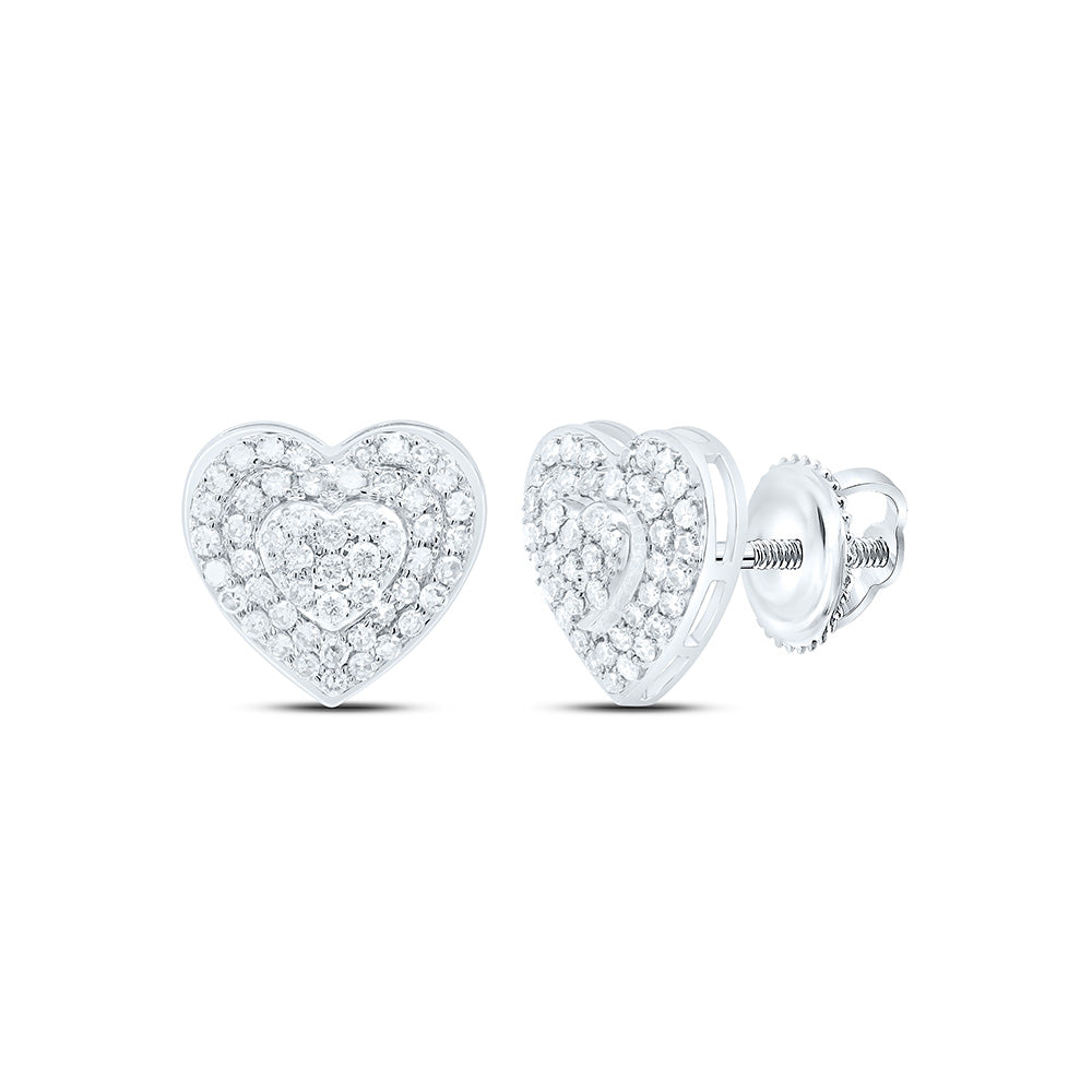 10K Yellow Or White Gold 1/2Cttw Natural Diamond Nk Fashion Heart Earring
