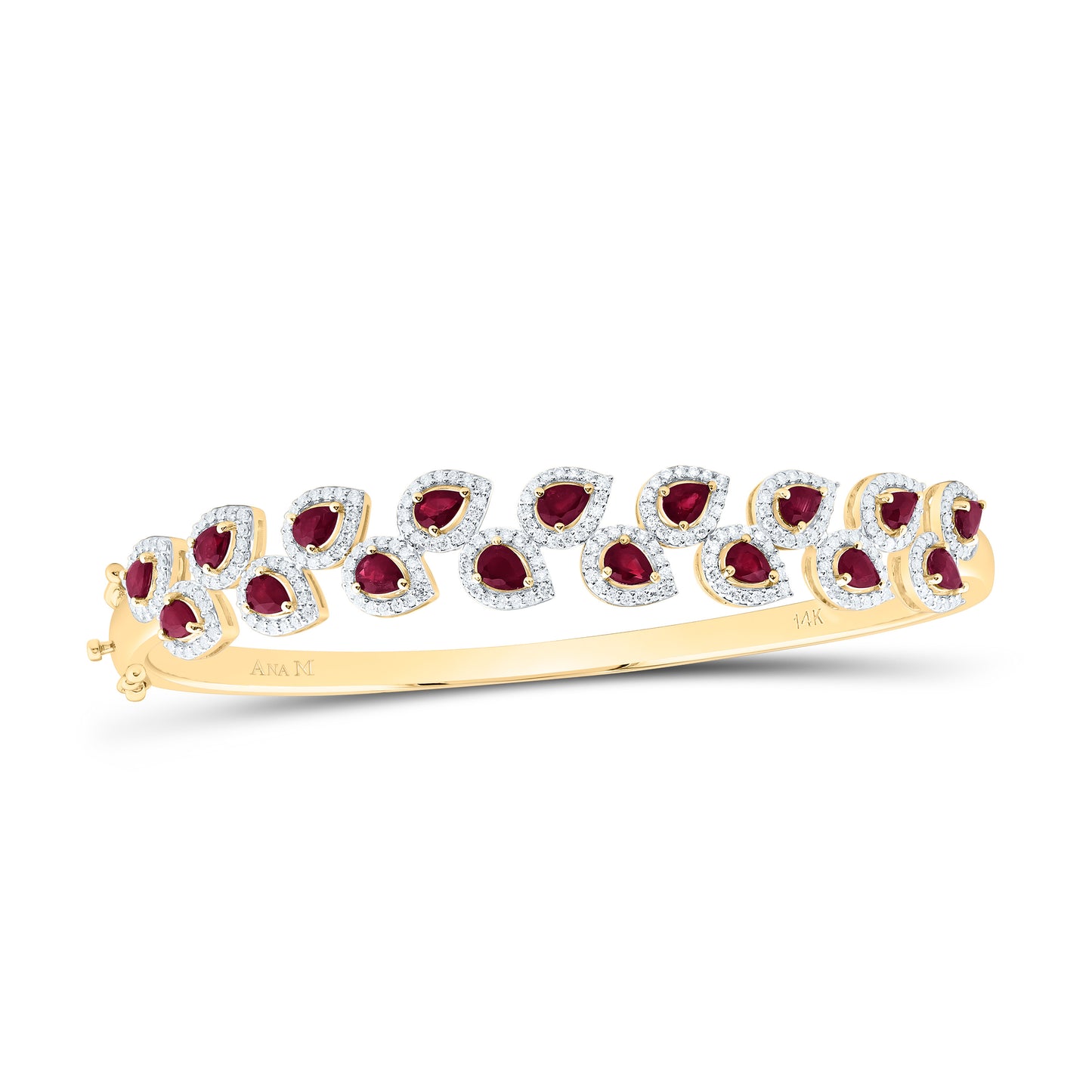 14K 1Cttw Natural Diamond Ana M 2 5/8Ctw Natural Gem Pear Bangle (65X55Mm)