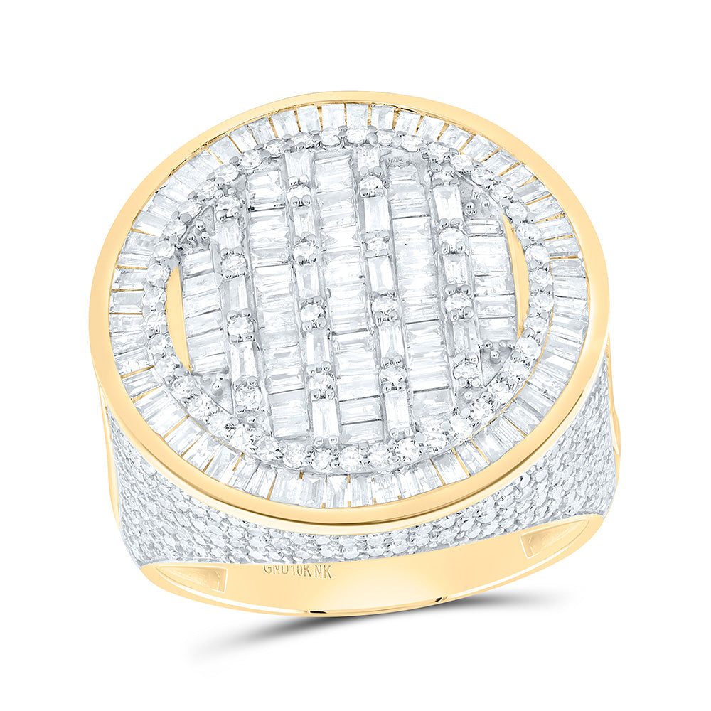 10K Yellow Gold 3 Cttw Natural Diamond Nk Round Mens Ring