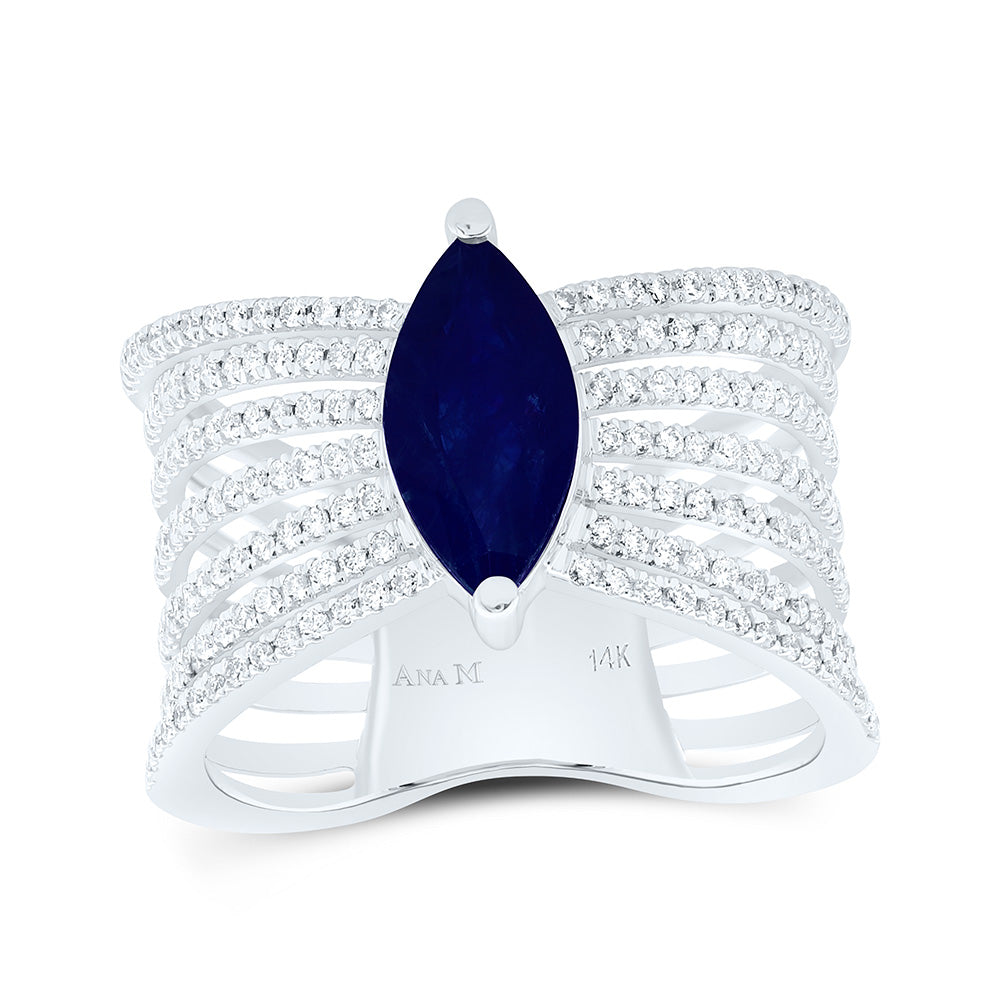 14K Yellow Or White Gold 1/2Cttw Natural Diamond Ana M 11X5.50Mm Marquise Natural Gem Ring