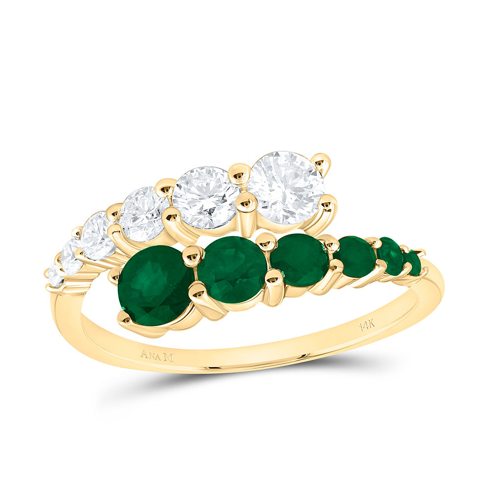 14K Yellow Or White Gold 5/8Cttw Natural Diamond Ana M 7/8Ct Round Natural Gem Ring