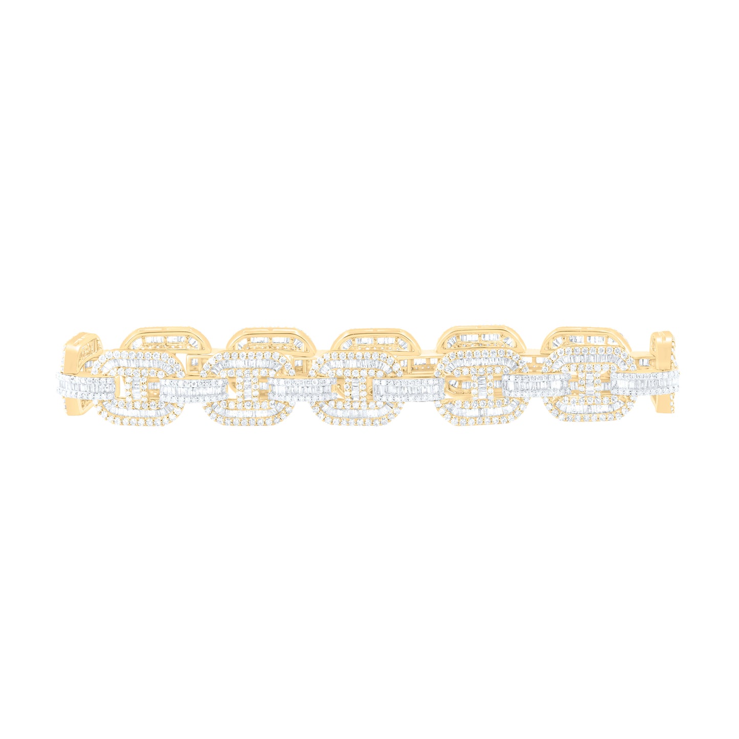 10K Yellow Gold 7 5/8Ctw Natural Diamond Mens Bracelet (8 Inch)
