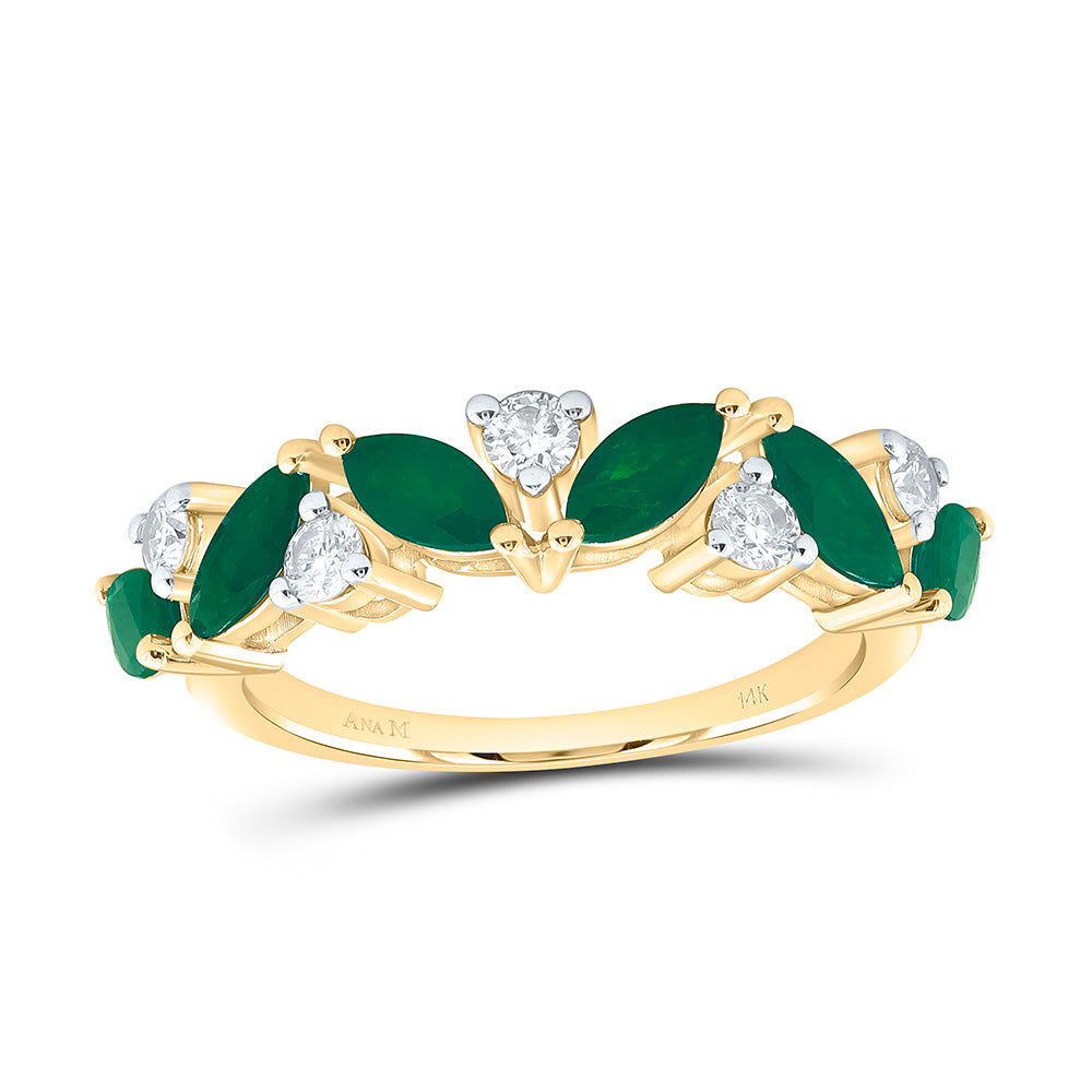14K Yellow Or White Gold 1/3Cttw Natural Diamond Ana M Marquise Natural Gem Ring