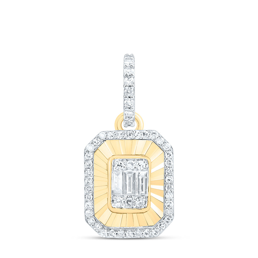 14K Yellow Gold 1/4Cttw Natural Diamond Cn Fashion Emerald Pendant