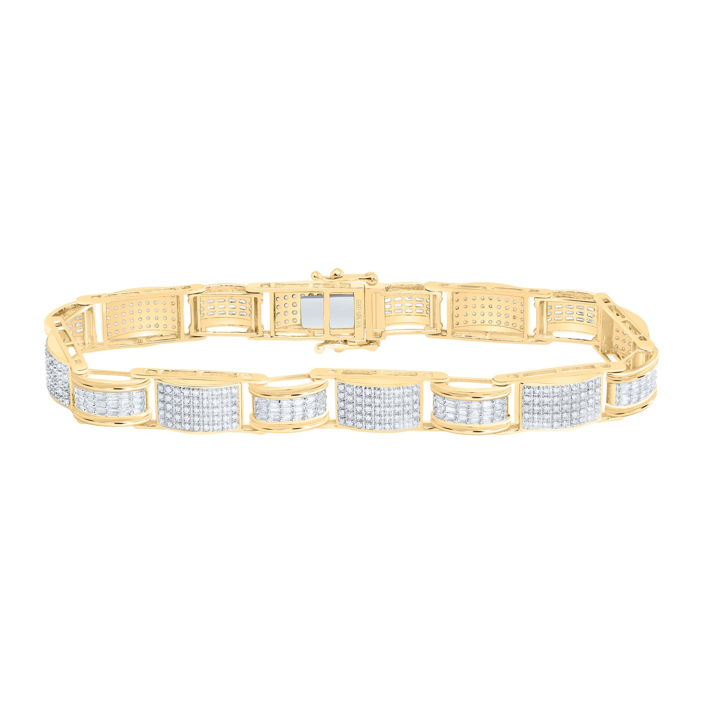 10K Yellow Gold 1 3/4 Cttw Natural Diamond Nk Mens Bracelet (8 Inch)