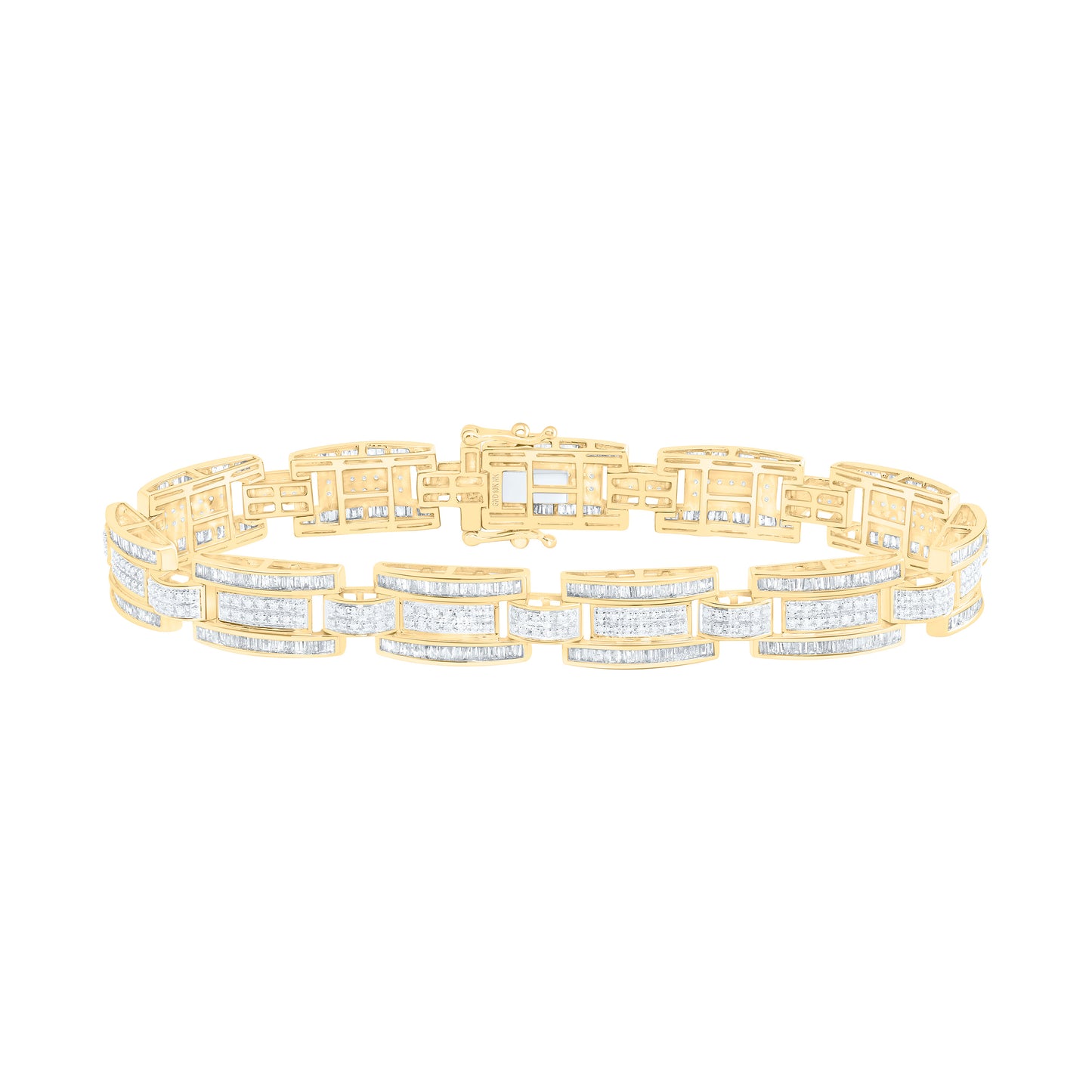 10K Yellow Gold 3 Cttw Natural Diamond Nk Mens Bracelet (8 Inch)