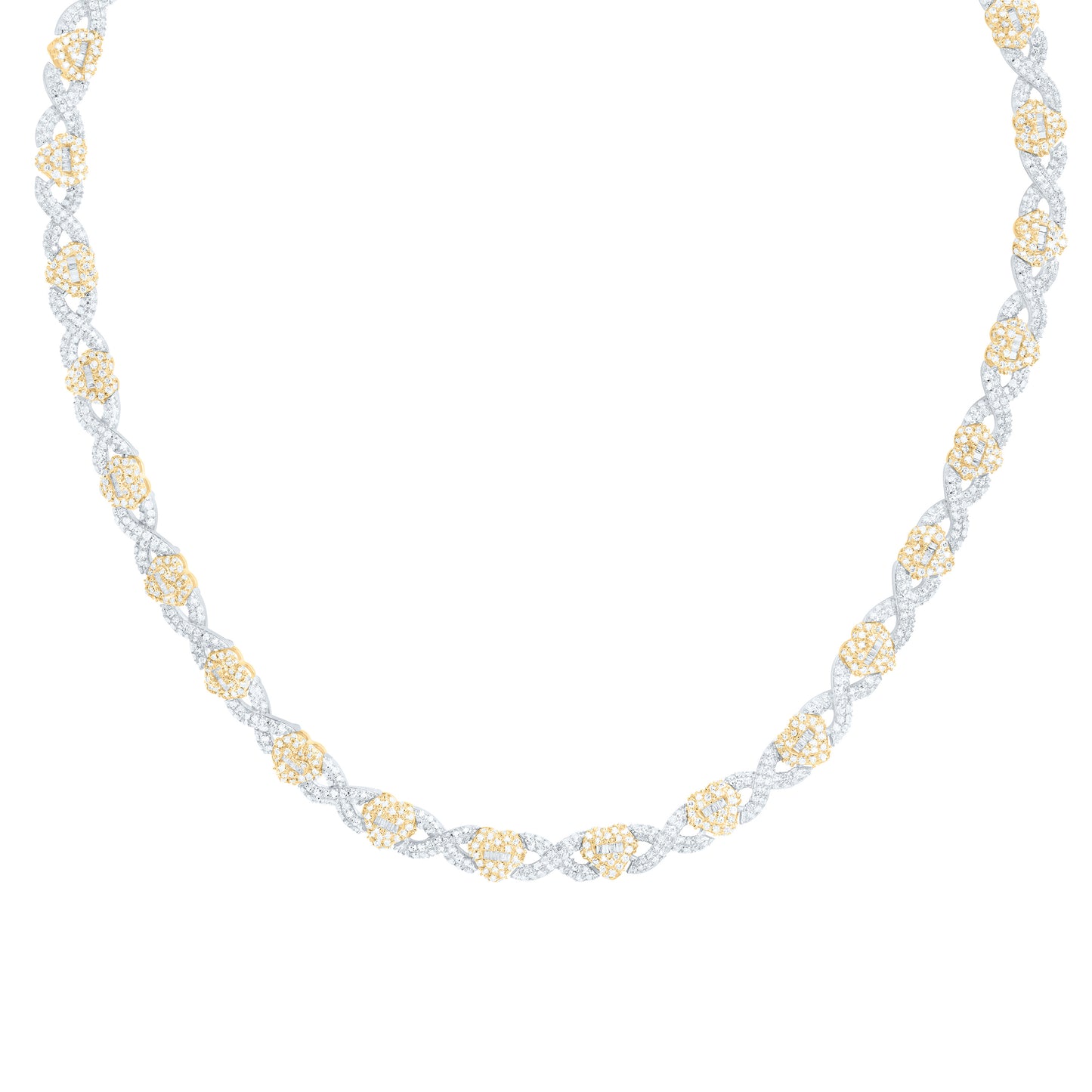 10K Yellow Or Two-Tone Gold 6 3/4Ctw Natural Diamond Fashion Infinity Heart Necklace (18Inch)