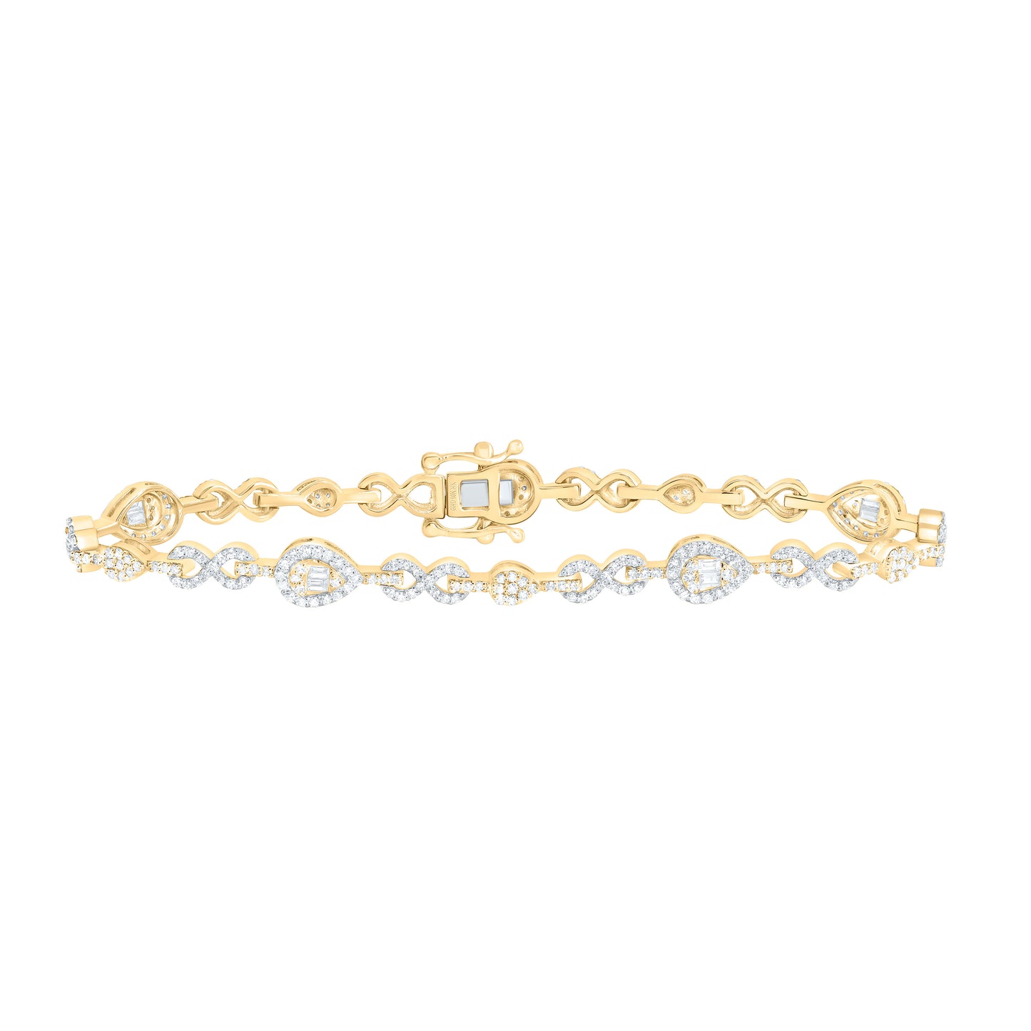 10K Yellow Gold 1 3/4Cttw Natural Diamond Nk Fashion Infinity Pear Bracelet (7 Inch)