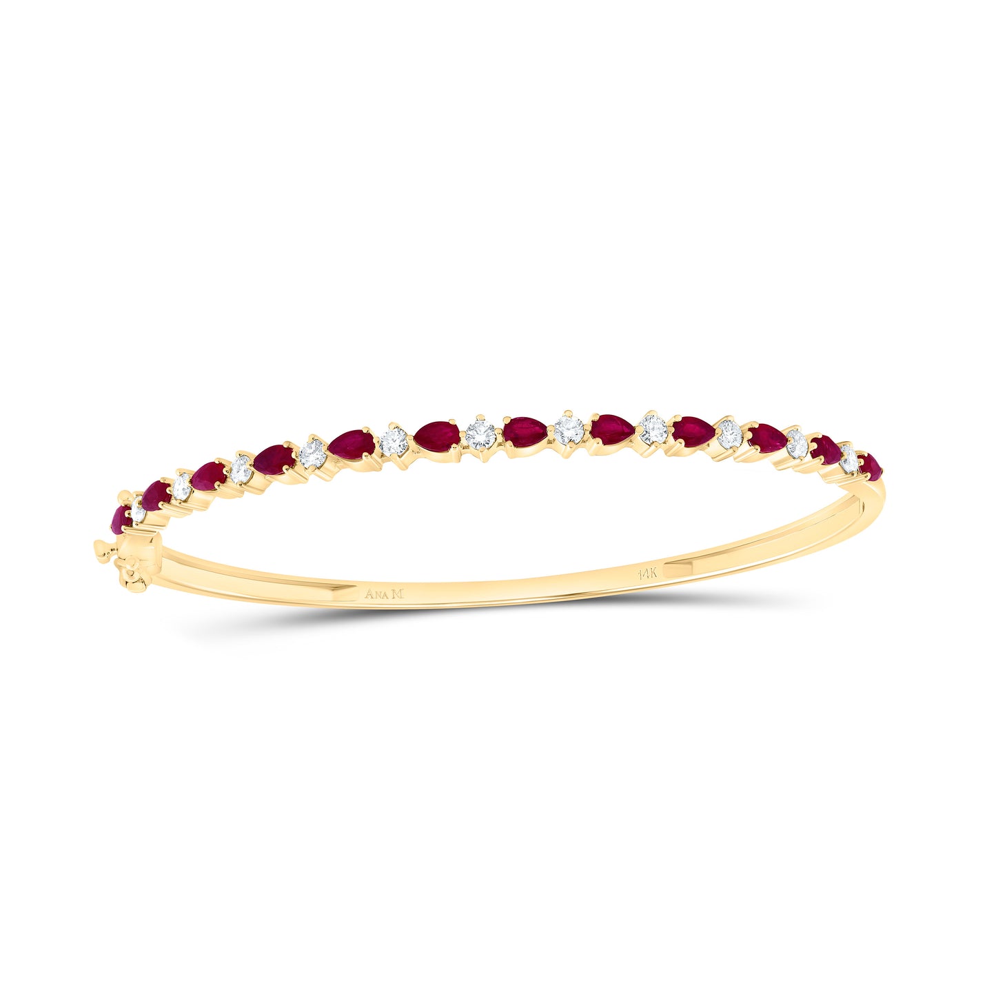 14K Yellow Or White Gold 3/4Cttw Natural Diamond Ana M Pear Natural Gem Bangle (65X55Mm)