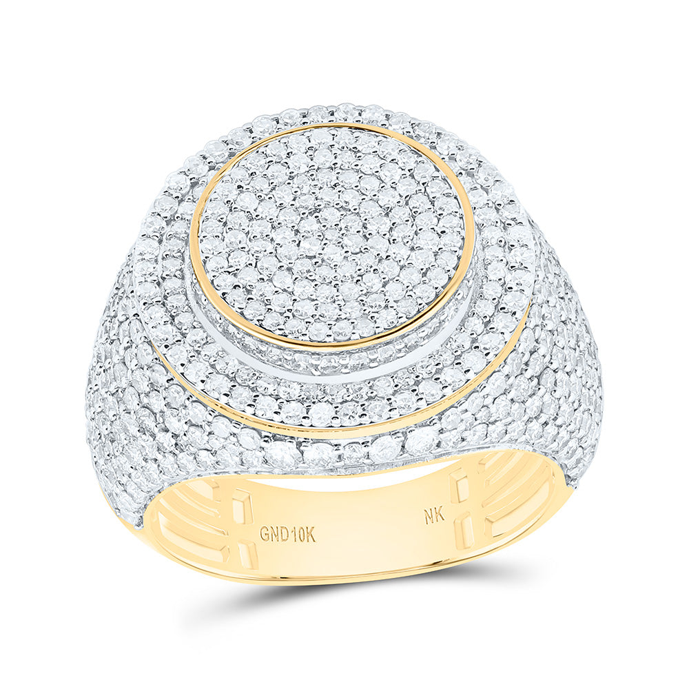 10K Yellow Gold 3 1/4Cttw Natural Diamond Nk Mens Ring