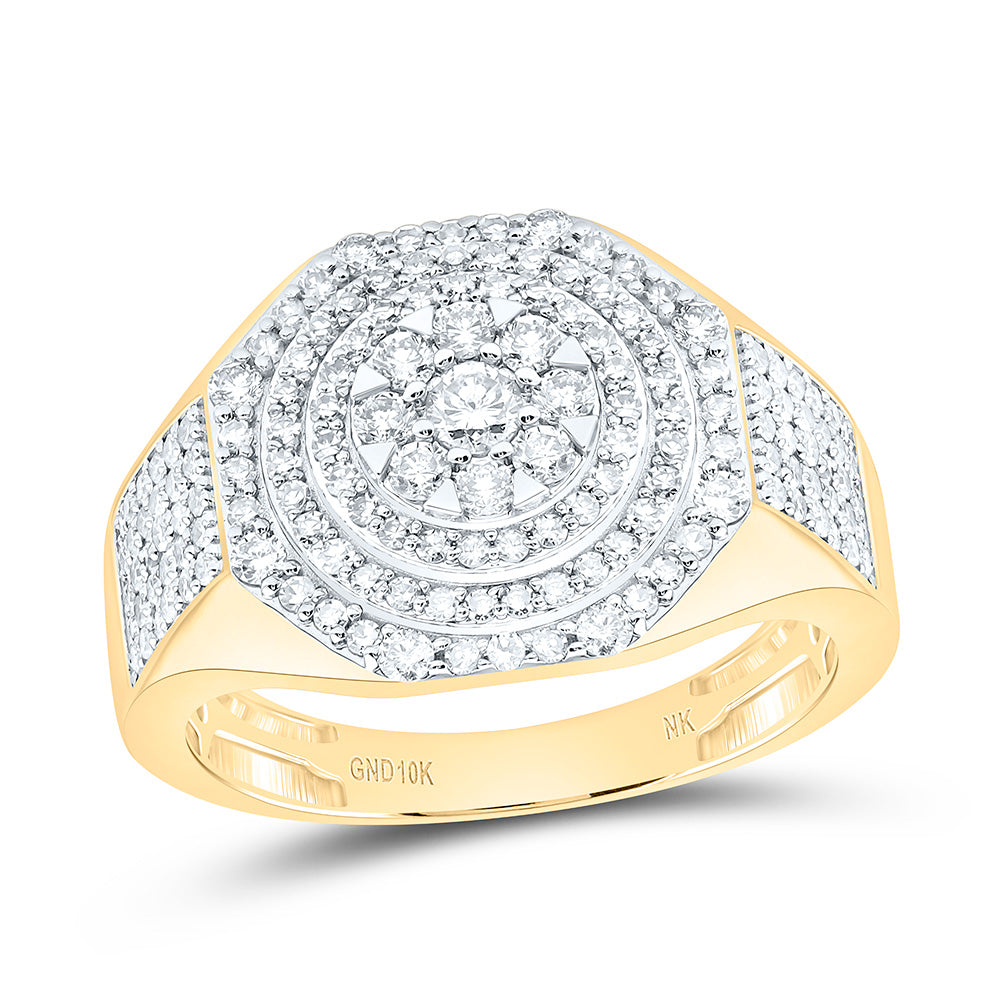 10K Yellow Gold 1Cttw Natural Diamond Nk Octagon Mens Ring